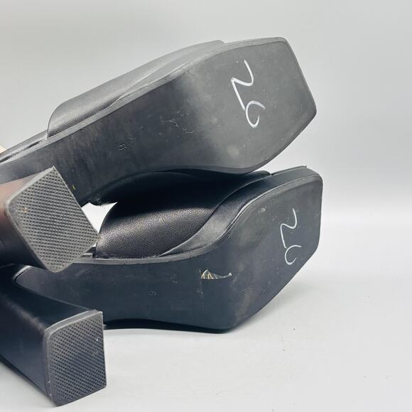 Jeffrey Campbell Shoes Womens 6 Black Platform Caviar Mules Heels Square Toe - Picture 9 of 12